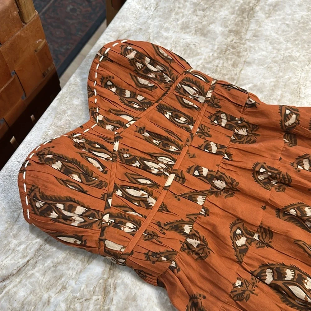 Johanna Ortiz Orange and Cream Maxi Dress - Picture 3 of 6